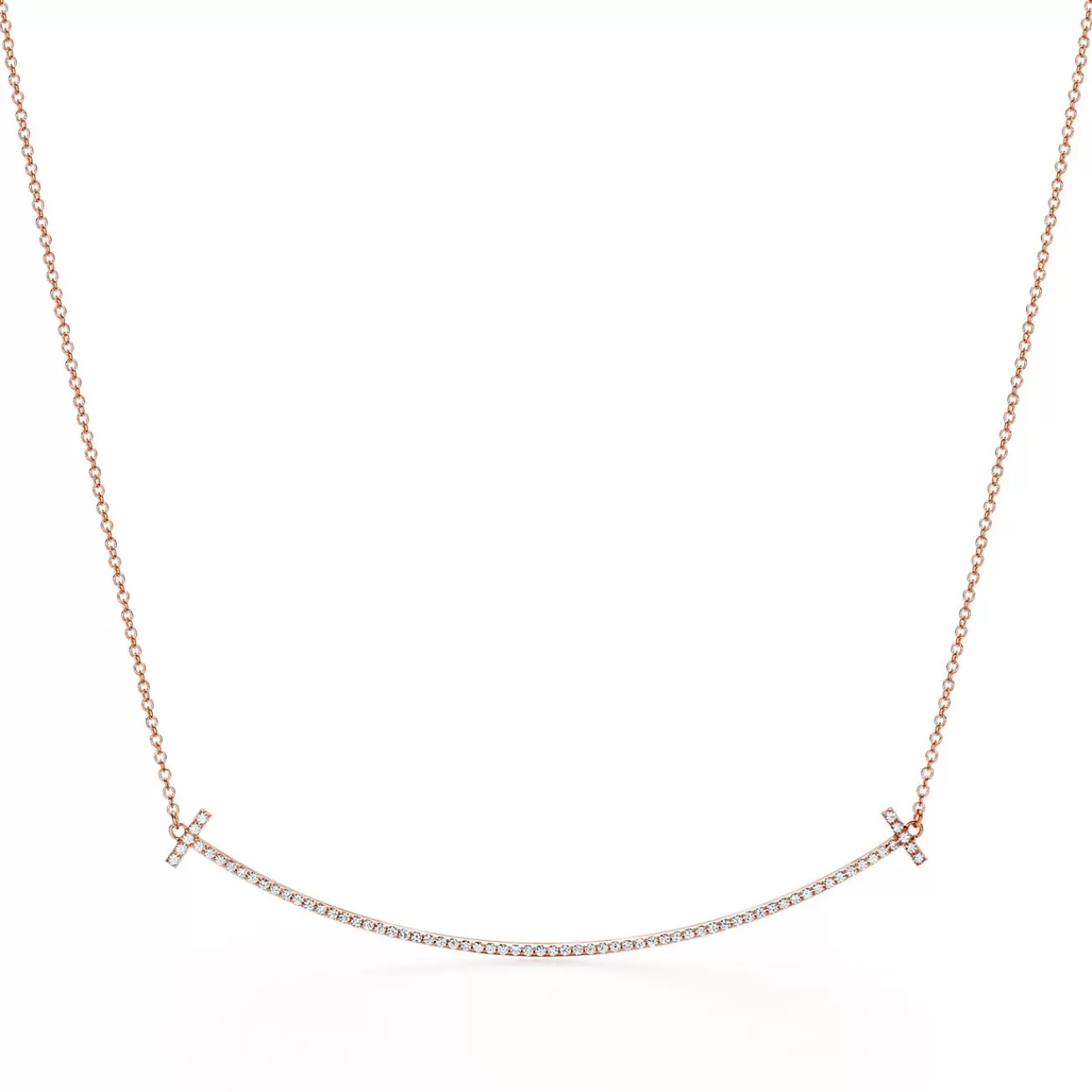 Tiffany & Co. 18K Rose Gold and Diamond Tiffany T Smile Pendant | ^ Necklaces & Pendants | Men's Jewelry