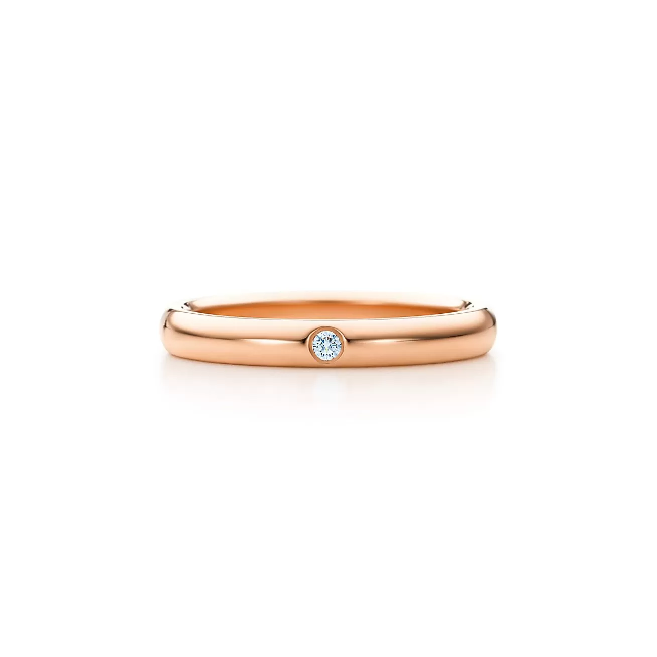Tiffany & Co. 18K Rose Gold Band Ring With Diamond | ^Women Rings | Stacking Rings