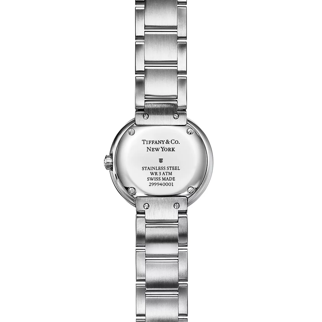 Tiffany & Co. Atlas® 24 mm watch in stainless steel with diamonds and gray mother-of-pearl. | ^Women Fine Watches | Women’s Watches