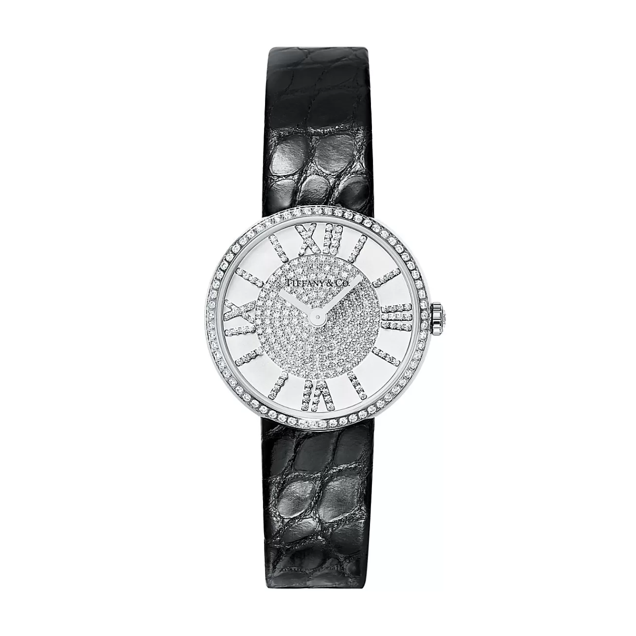 Tiffany & Co. Atlas® 2-Hand 24 mm women's watch in stainless steel with pavé diamonds. | ^Women Women’s Watches | Explore Fine Watches
