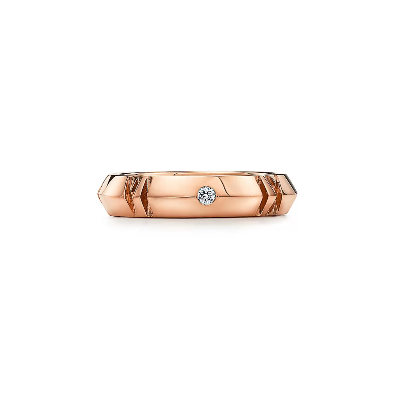 Tiffany & Co. Atlas® X Closed Narrow Ring in Rose Gold with Diamonds, 4.5 mm Wide | ^ Rings | Men's Jewelry