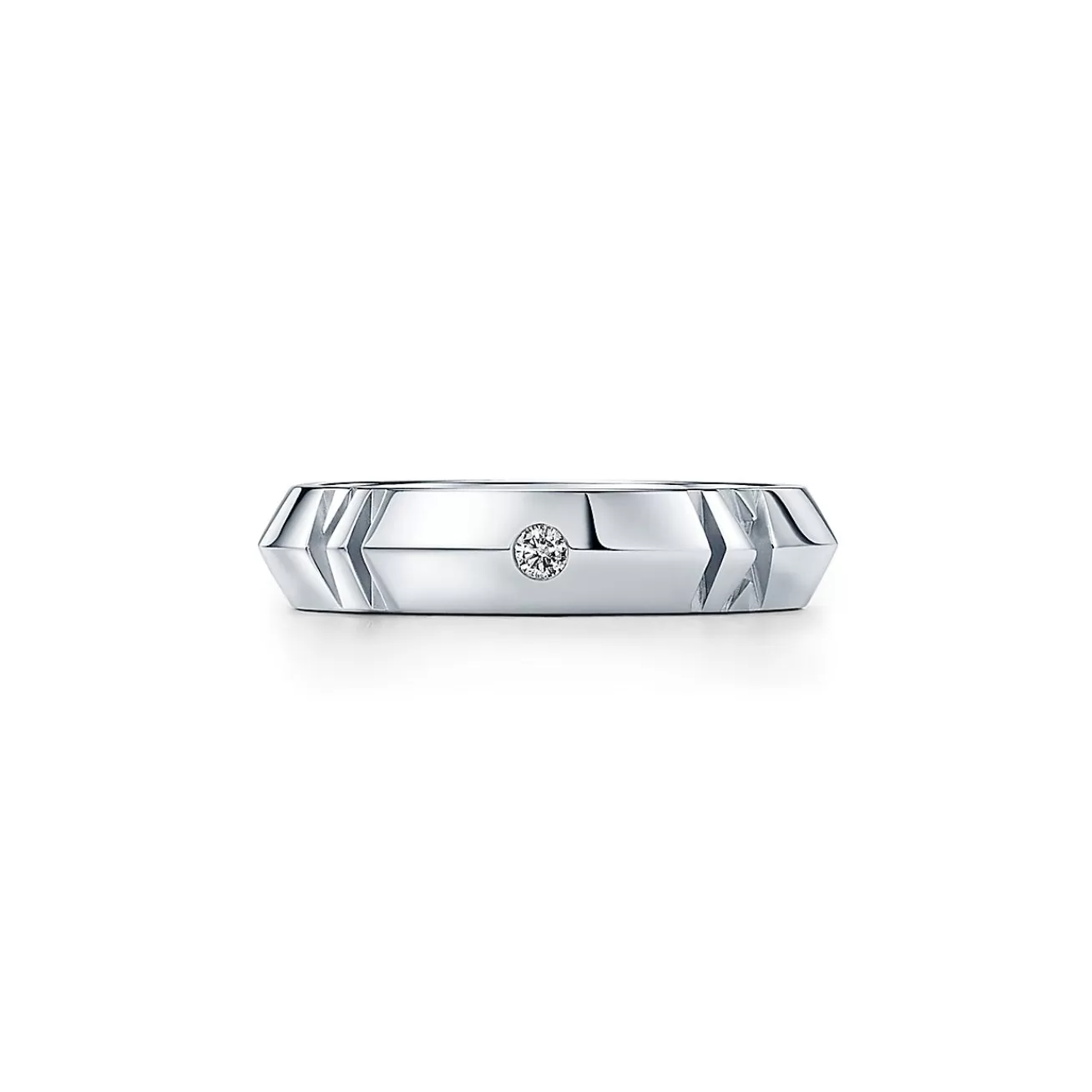Tiffany & Co. Atlas® X Closed Narrow Ring in White Gold with Diamonds, 4.5 mm Wide | ^ Rings | Men's Jewelry