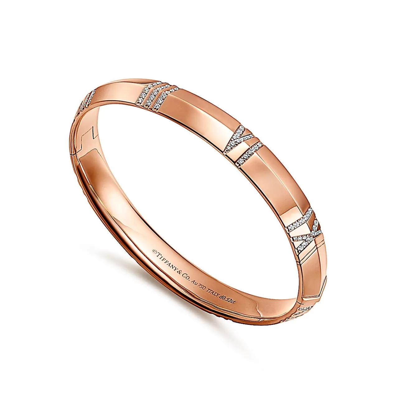 Tiffany & Co. Atlas® X Closed Wide Hinged Bangle in Rose Gold with Diamonds | ^ Bracelets | Men's Jewelry