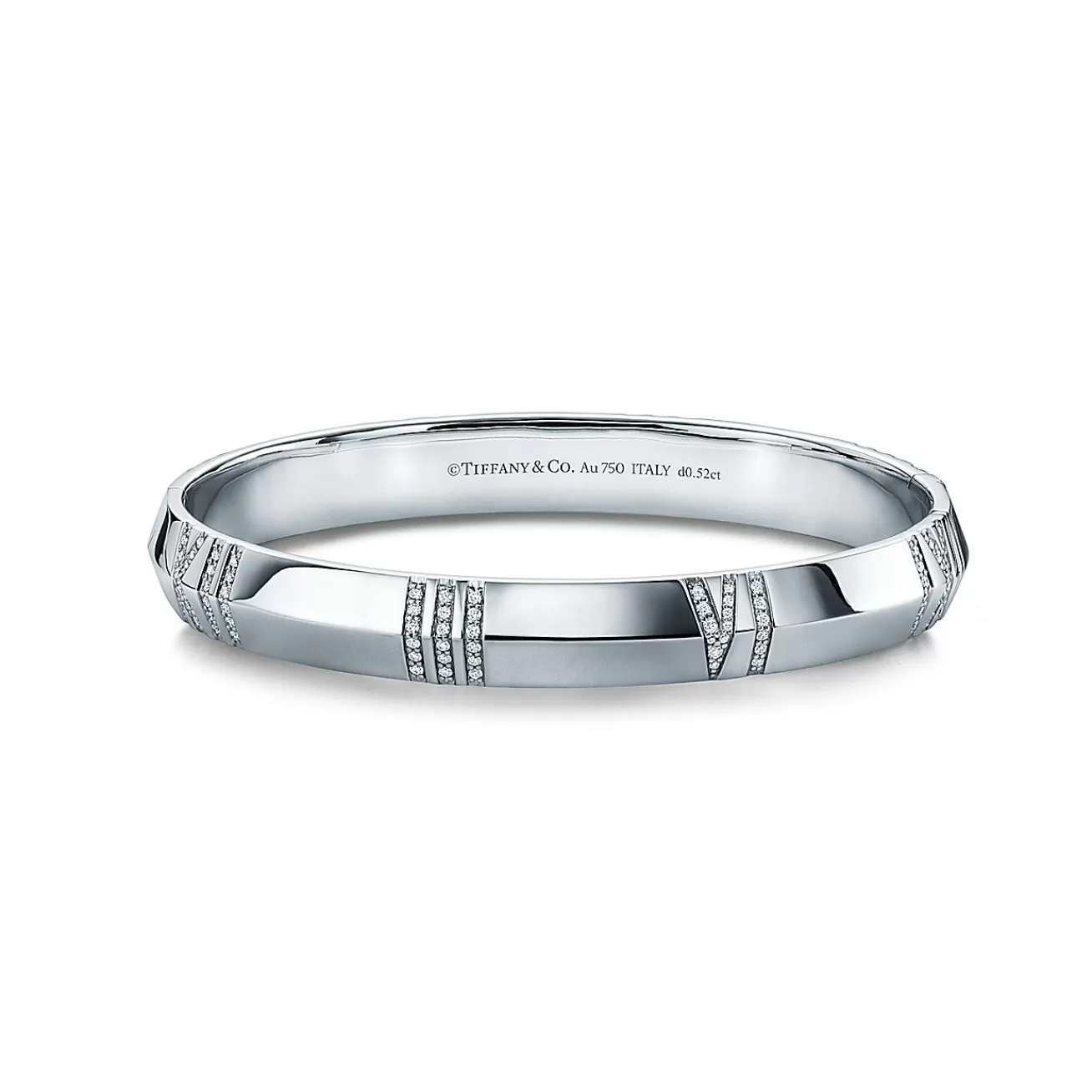 Tiffany & Co. Atlas® X Closed Wide Hinged Bangle in White Gold with Diamonds | ^ Bracelets | Men's Jewelry