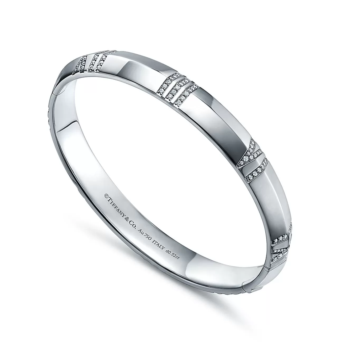 Tiffany & Co. Atlas® X Closed Wide Hinged Bangle in White Gold with Diamonds | ^ Bracelets | Men's Jewelry