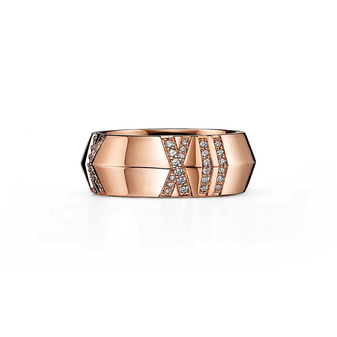 Tiffany & Co. Atlas® X Closed Wide Ring in Rose Gold with Diamonds, 7.5 mm Wide | ^ Rings | Men's Jewelry