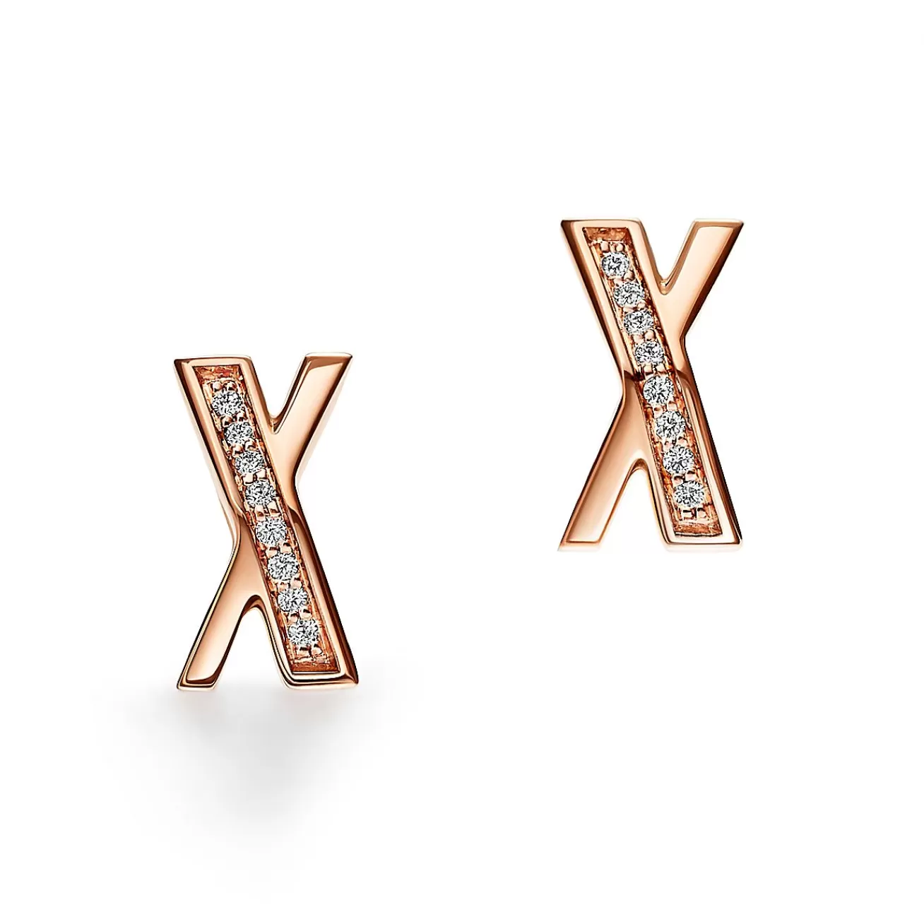 Tiffany & Co. Atlas® X Earrings in Rose Gold with Diamonds | ^ Earrings | Rose Gold Jewelry