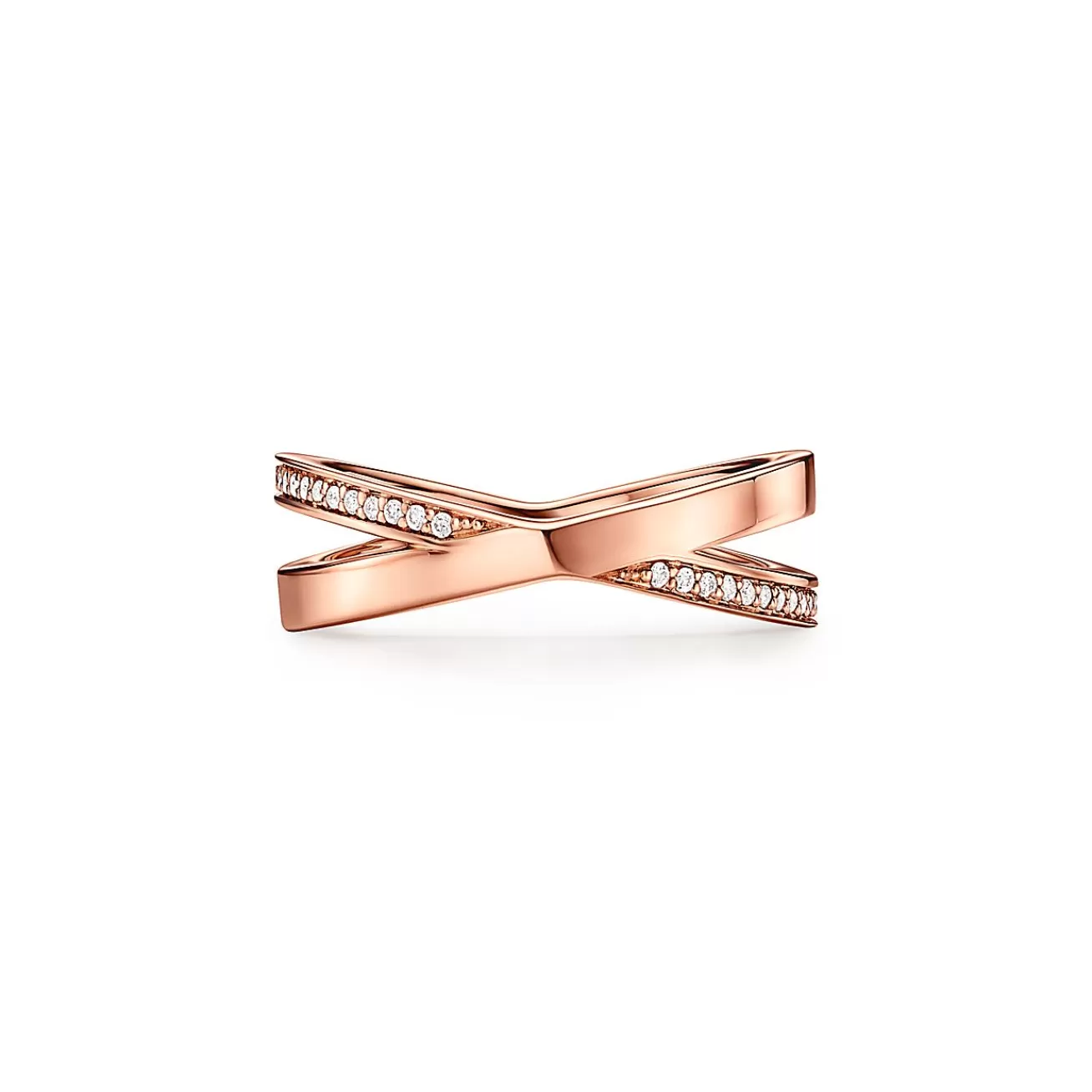 Tiffany & Co. Atlas® X Narrow Ring in Rose Gold with Diamonds | ^ Rings | Rose Gold Jewelry
