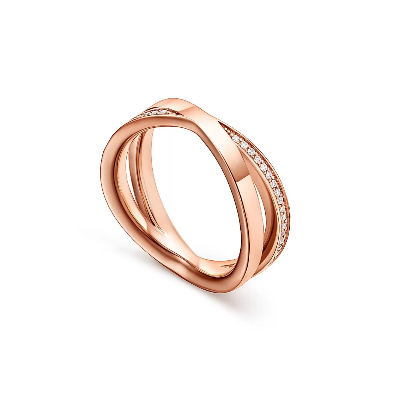 Tiffany & Co. Atlas® X Narrow Ring in Rose Gold with Diamonds | ^ Rings | Rose Gold Jewelry
