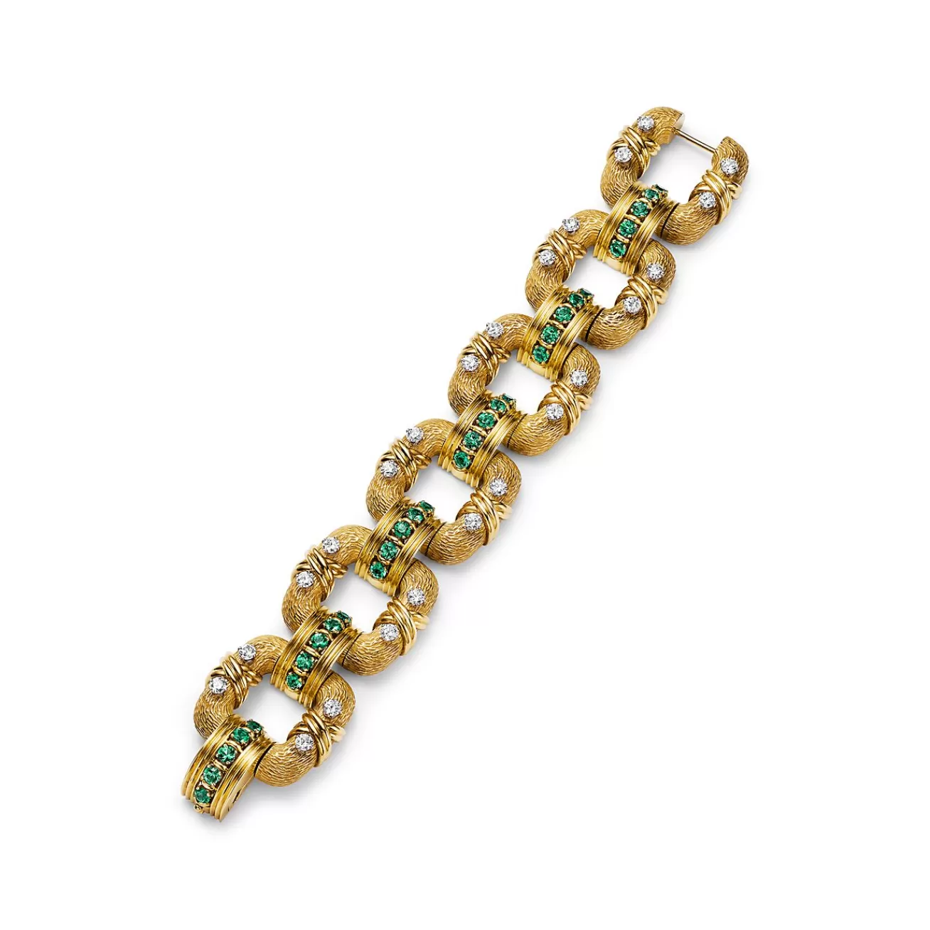 Tiffany & Co. Bracelet in Yellow Gold and Platinum with Emeralds and Diamonds | ^ Bracelets | Gold Jewelry