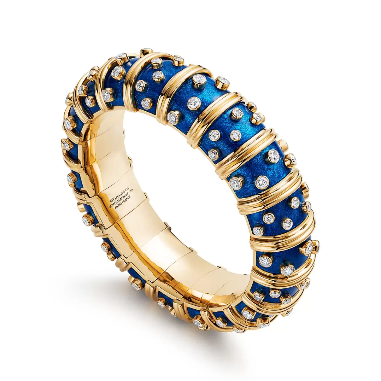Tiffany & Co. Bracelet in Yellow Gold with Light Blue Enamel and Diamonds | ^ Bracelets | Gold Jewelry