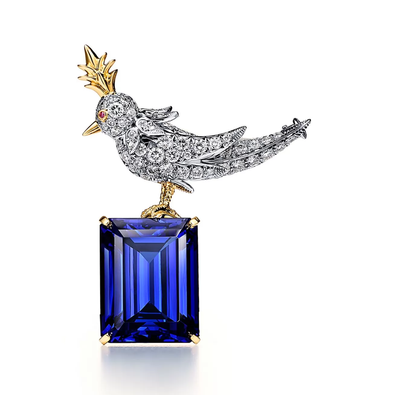 Tiffany & Co. Brooch in Gold and Platinum with a Tanzanite, Diamonds and a Pink Sapphire | ^ Brooches | Gold Jewelry