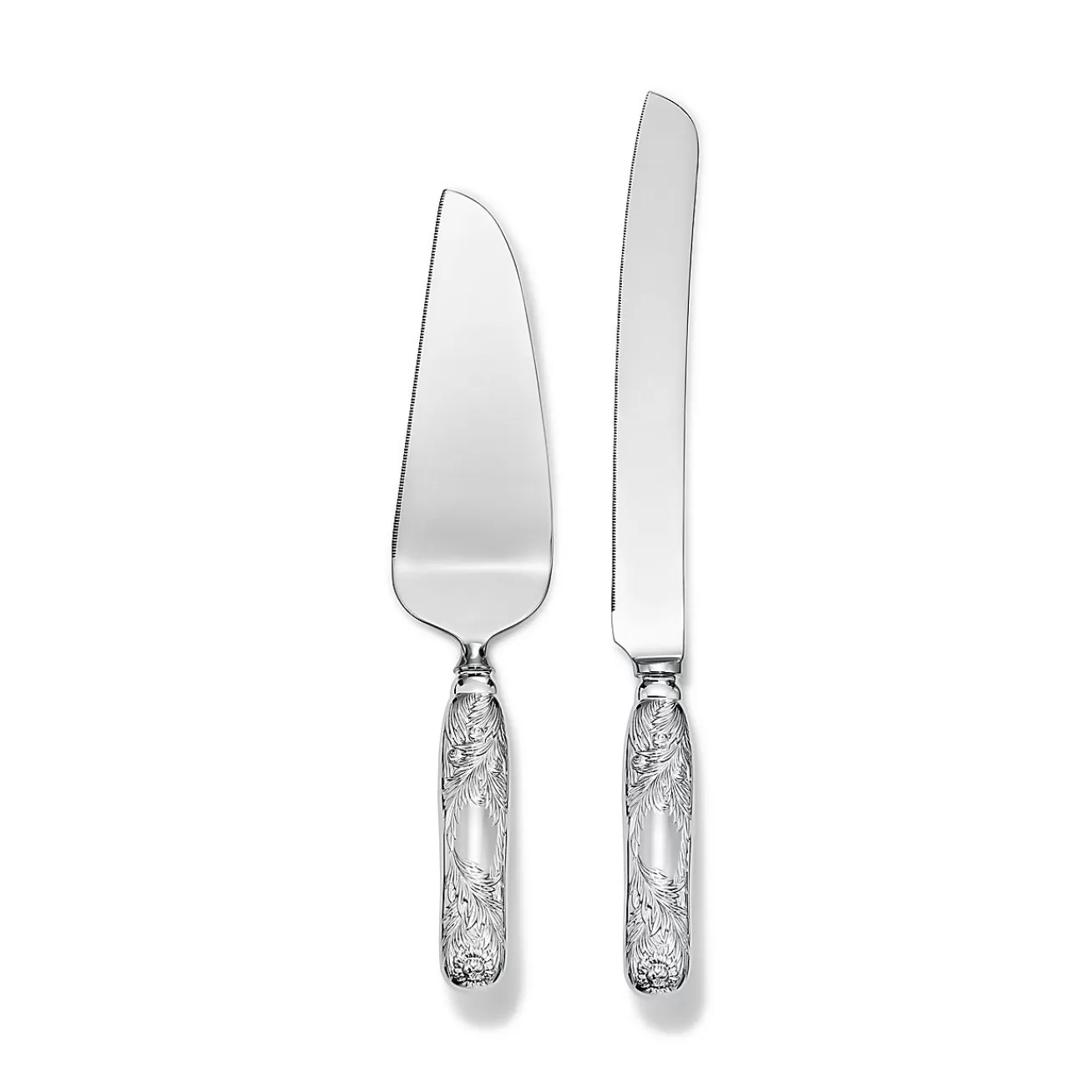 Tiffany & Co. Chrysanthemum cake knife and server in sterling silver. | ^ Tableware | Flatware & Trays