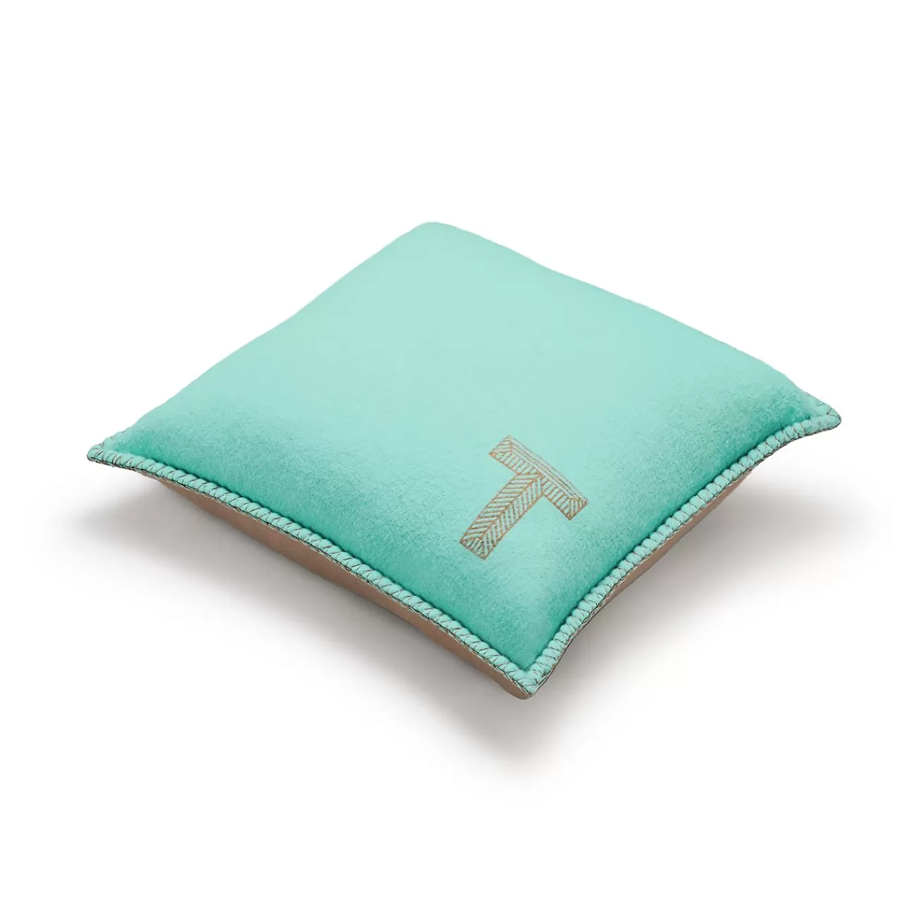 Tiffany & Co. Color Block Cushion in Tiffany Blue® and Camel Brown Cashmere and Wool | ^ The Home | Housewarming Gifts
