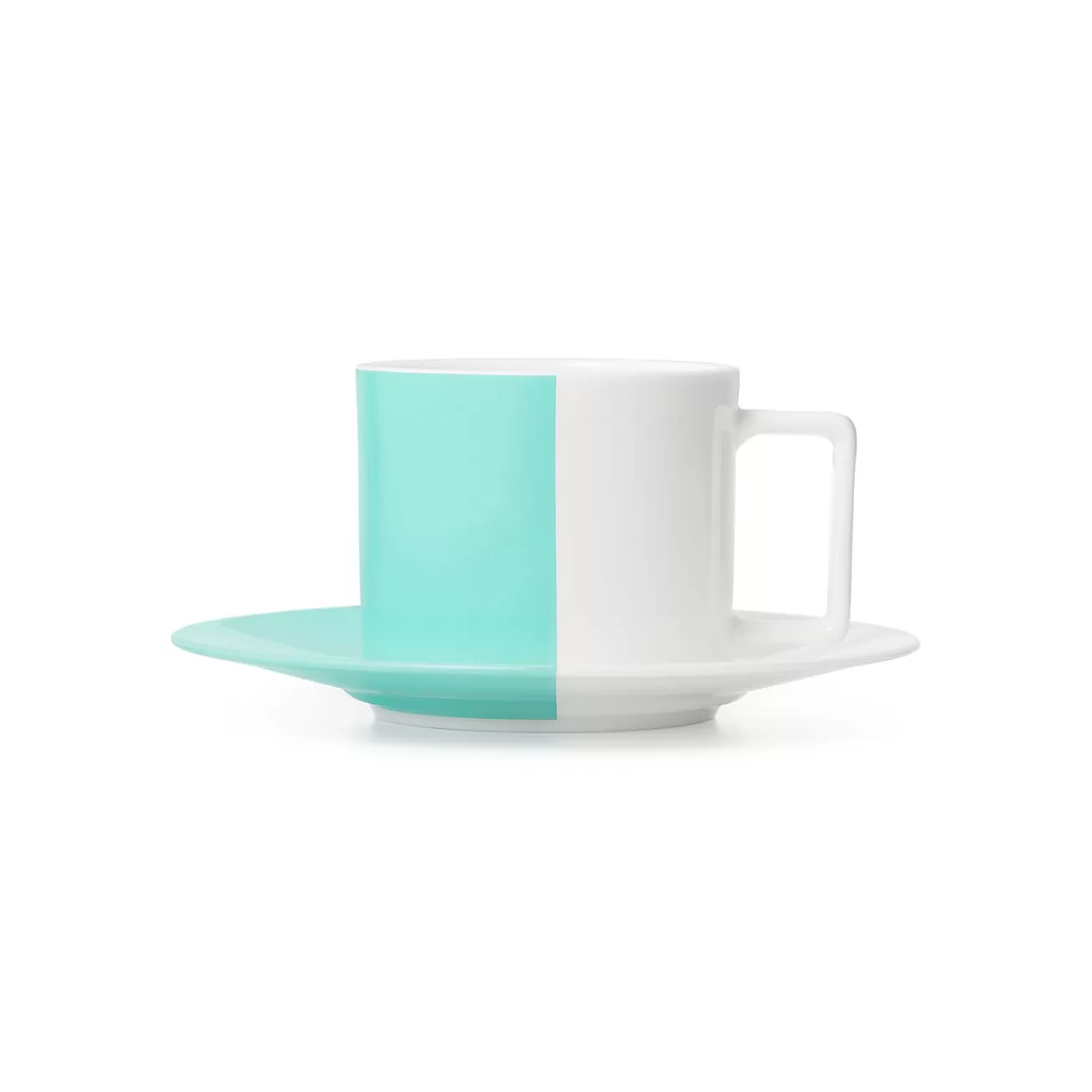 Tiffany & Co. Color Block teacup and saucer in bone china. | ^ The Home | Housewarming Gifts