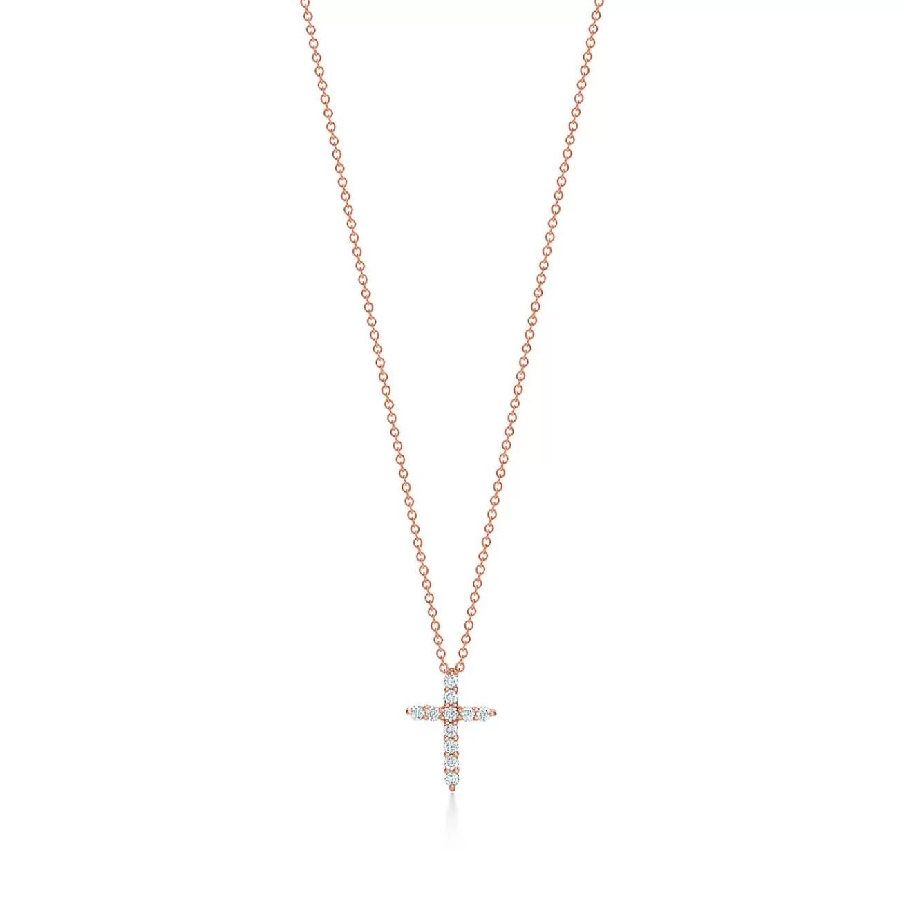 Tiffany & Co. Cross pendant in 18k rose gold with diamonds, mini. | ^ Necklaces & Pendants | Rose Gold Jewelry