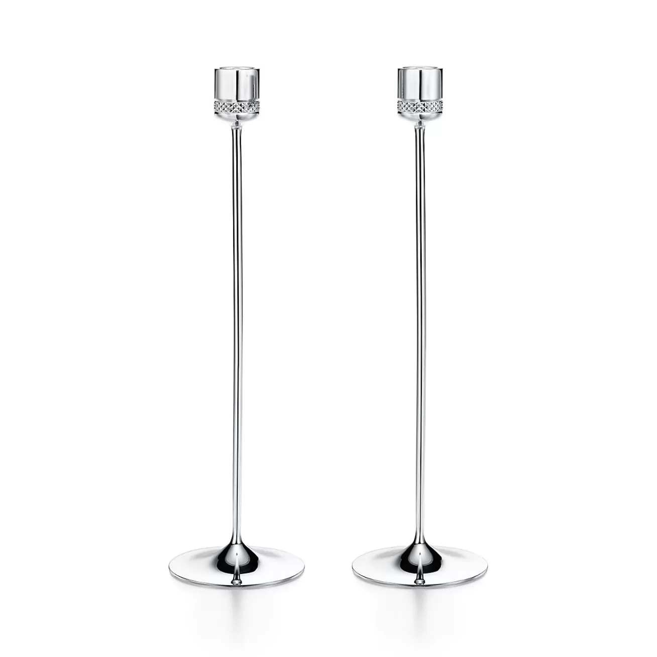 Tiffany & Co. Diamond Point candlesticks in sterling silver. | ^ The Home | Housewarming Gifts