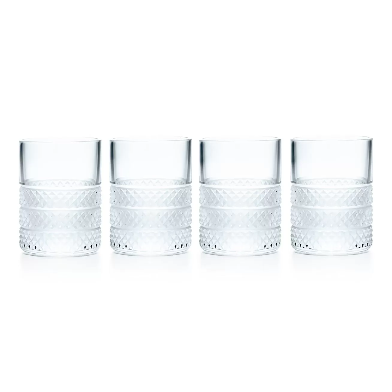 Tiffany & Co. Diamond Point shot glasses in clear crystal glass, set of four. | ^ The Home | Housewarming Gifts
