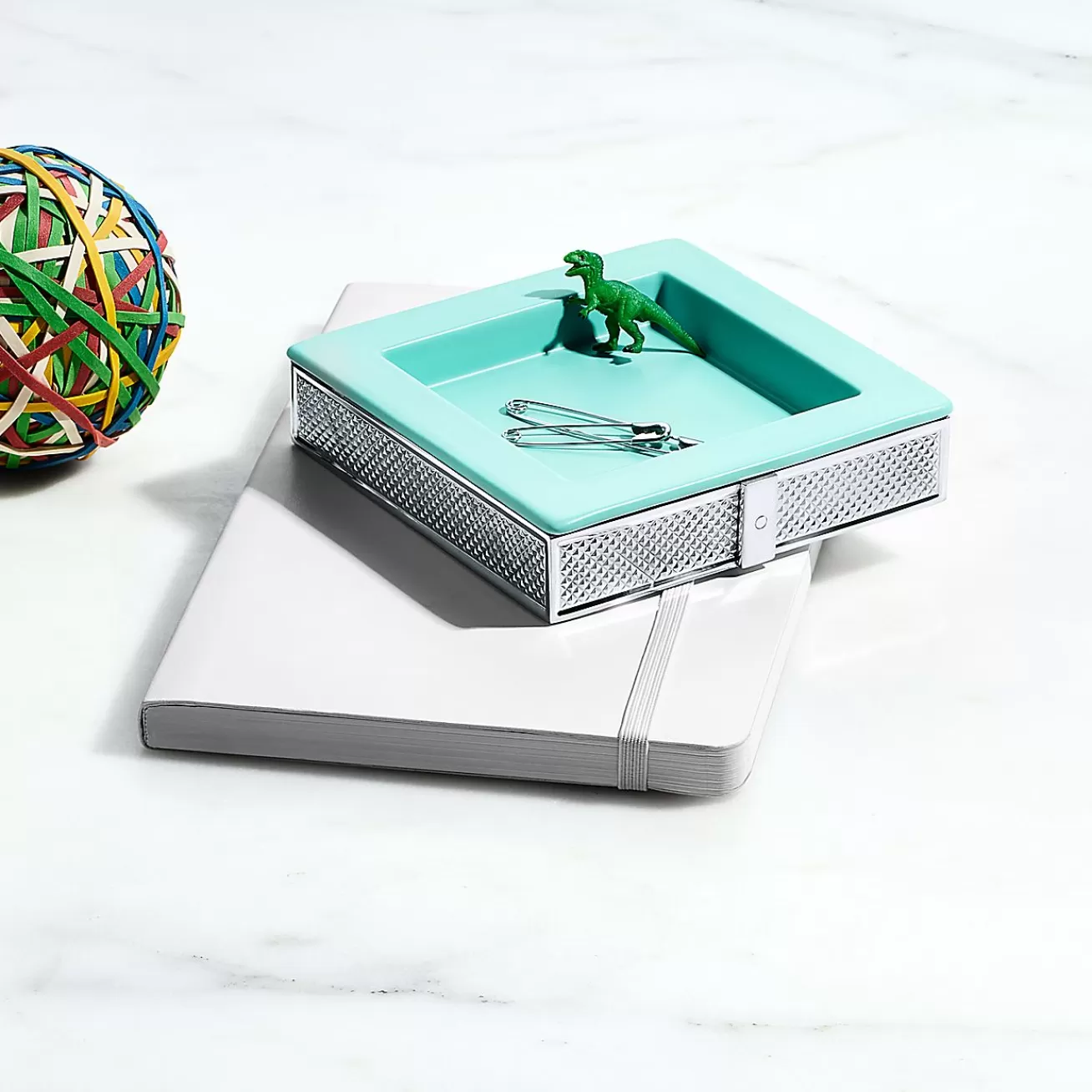 Tiffany & Co. Diamond Point square dish in Tiffany Blue® porcelain and sterling silver. | ^ Tiffany Blue® Gifts | Business Gifts