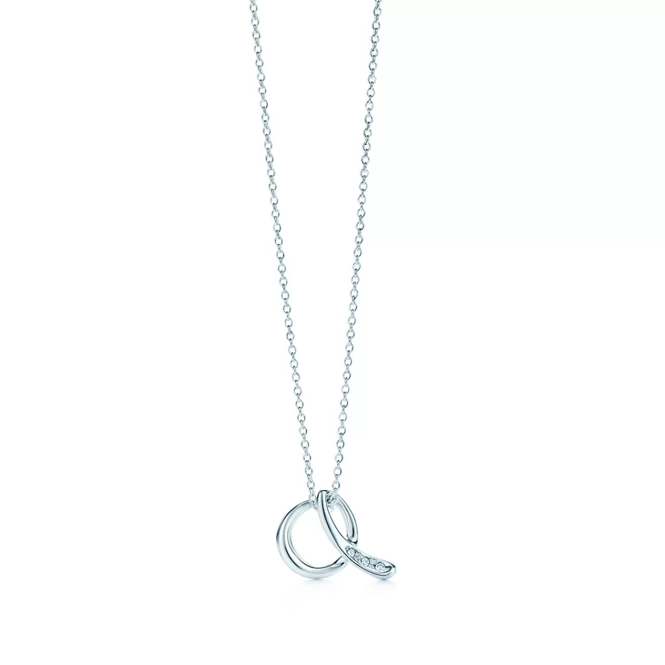 Tiffany & Co. Elsa Peretti® Alphabet Letter A Pendant in Silver with Diamonds, Small | ^ Necklaces & Pendants | Sterling Silver Jewelry