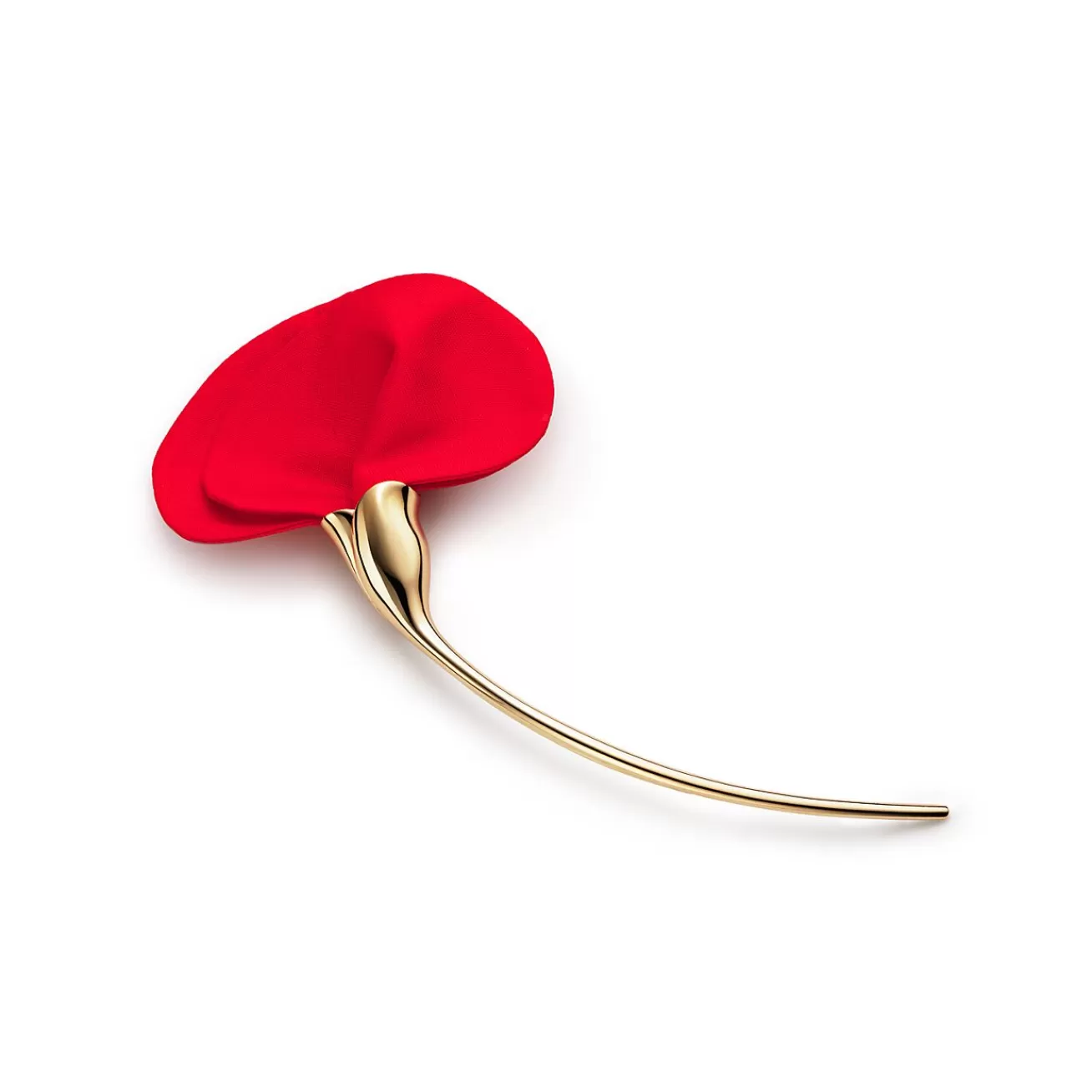 Tiffany & Co. Elsa Peretti® Amapola brooch in 18k gold with red silk. | ^ Brooches | Gold Jewelry