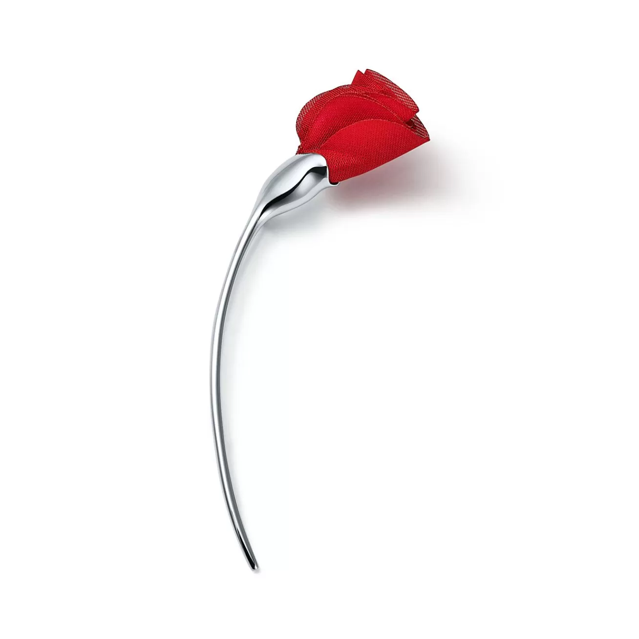 Tiffany & Co. Elsa Peretti® Amapola brooch in sterling silver with red silk, small. | ^ Brooches | Sterling Silver Jewelry