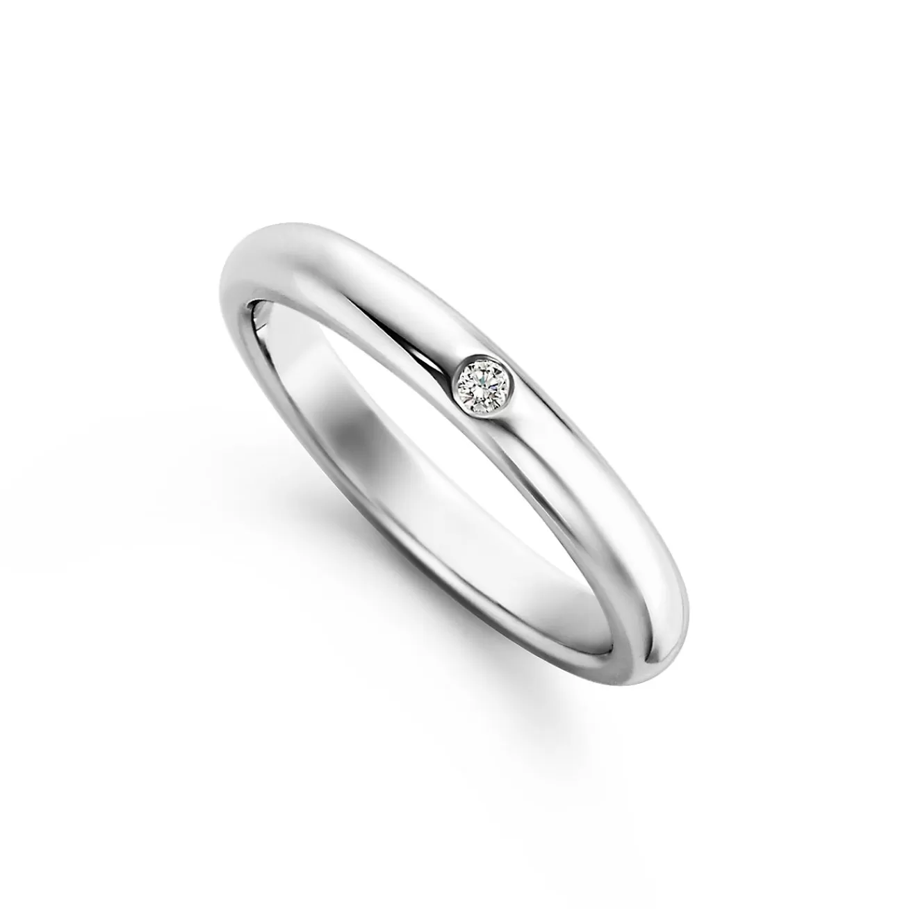 Tiffany & Co. Elsa Peretti® band ring with a diamond in platinum. | ^Women Rings | Stacking Rings