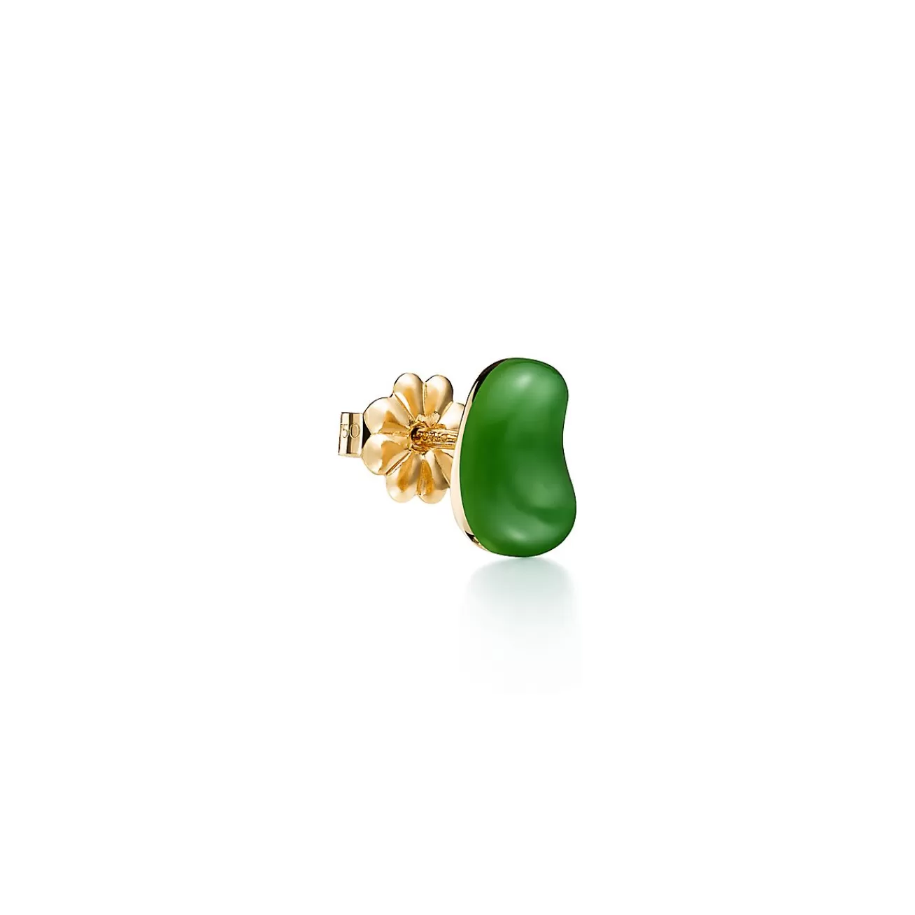 Tiffany & Co. Elsa Peretti® Bean® design earrings in 18k gold and green jade. | ^ Earrings | Gold Jewelry