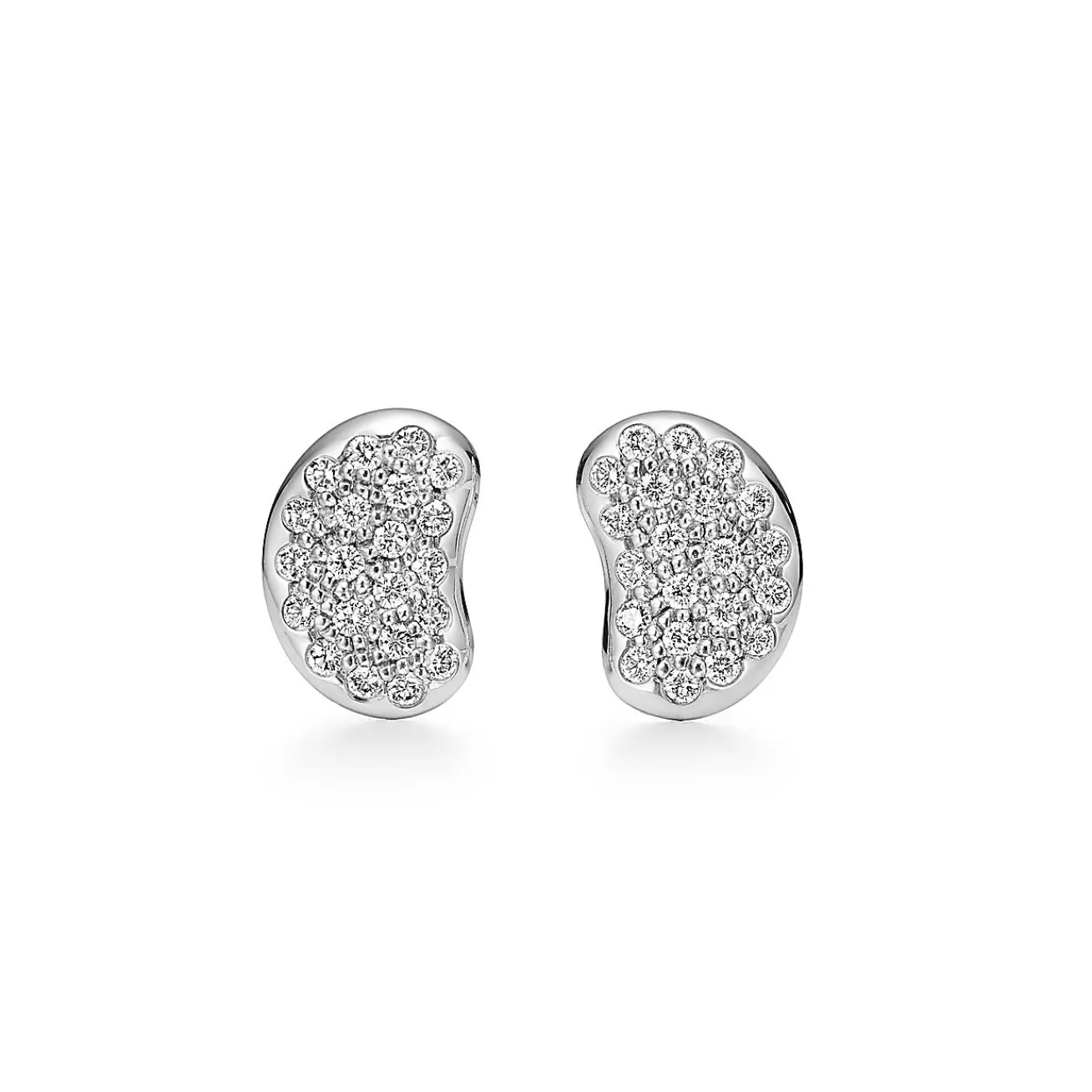 Tiffany & Co. Elsa Peretti® Bean® design Earrings in Platinum with Diamonds, 9 mm | ^ Earrings | Platinum Jewelry