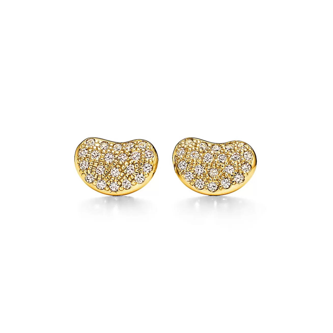 Tiffany & Co. Elsa Peretti® Bean® design Earrings in Yellow Gold with Pavé Diamonds, 9 mm | ^ Earrings | Gold Jewelry