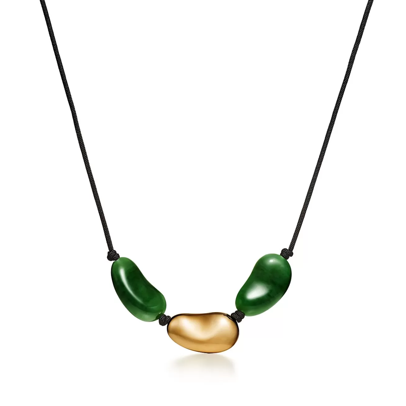 Tiffany & Co. Elsa Peretti® Bean® design Necklace in Yellow Gold with Green Jade, 29 x 50 mm | ^ Necklaces & Pendants | Gold Jewelry