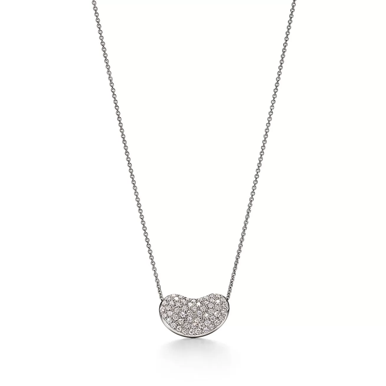 Tiffany & Co. Elsa Peretti® Bean® design Pendant in Platinum with Pavé Diamonds, 18 mm | ^ Necklaces & Pendants | Platinum Jewelry