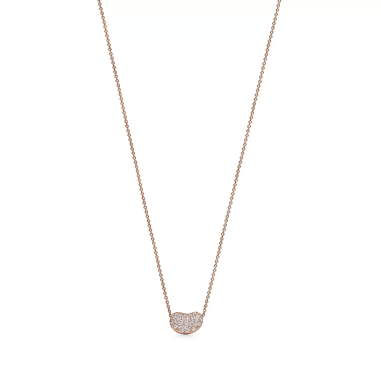 Tiffany & Co. Elsa Peretti® Bean® design Pendant in Rose Gold with Diamonds, 12 mm | ^ Necklaces & Pendants | Dainty Jewelry