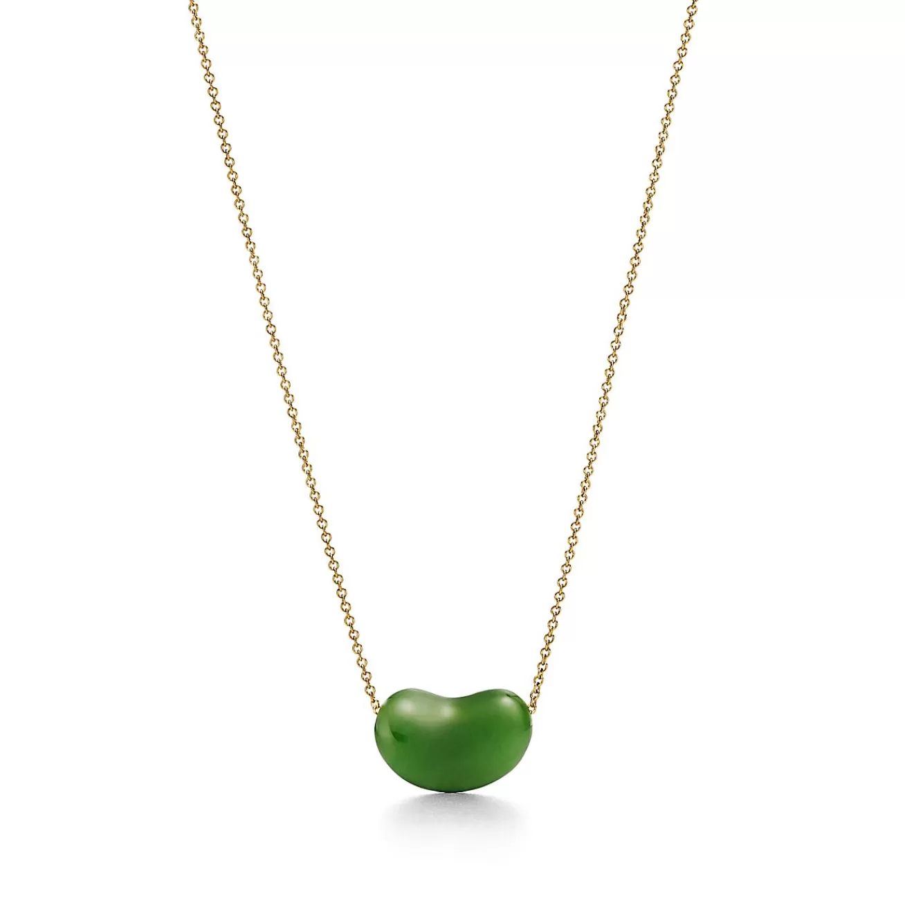 Tiffany & Co. Elsa Peretti® Bean® design Pendant in Yellow Gold with Green Jade, 18 mm | ^ Necklaces & Pendants | Gold Jewelry