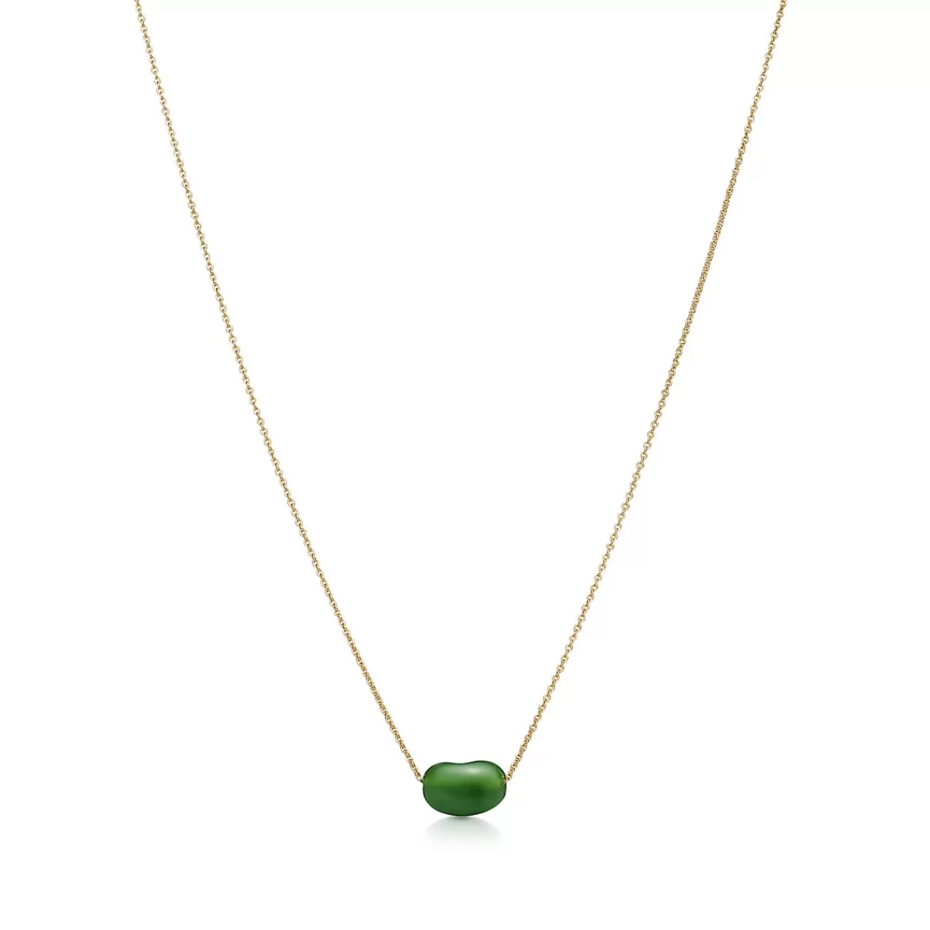 Tiffany & Co. Elsa Peretti® Bean® design Pendant in Yellow Gold with Green Jade, 9 mm | ^ Necklaces & Pendants | Gold Jewelry