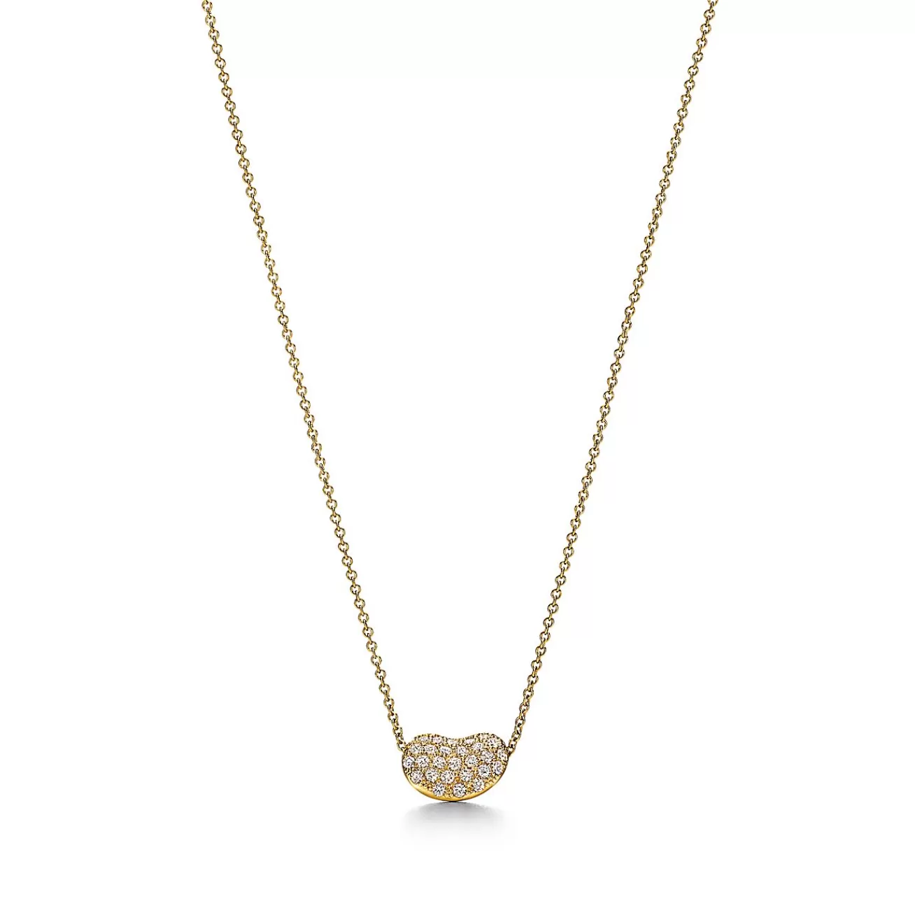 Tiffany & Co. Elsa Peretti® Bean® design Pendant in Yellow Gold with Pavé Diamonds, 12 mm | ^ Necklaces & Pendants | Gold Jewelry