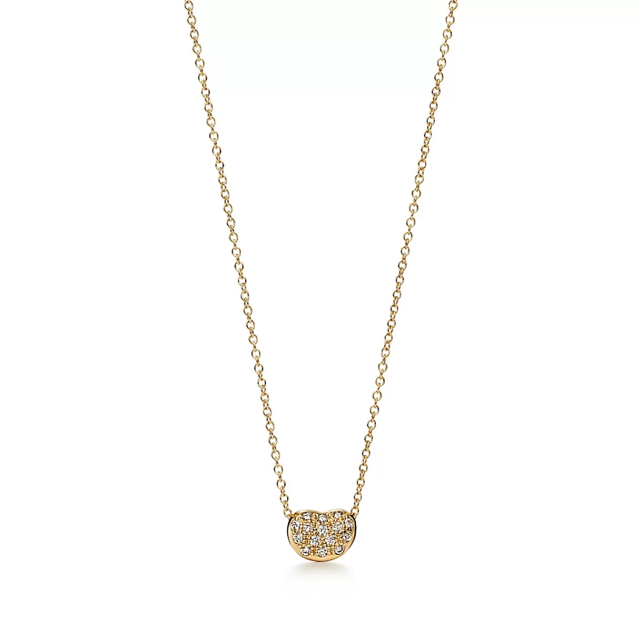 Tiffany & Co. Elsa Peretti® Bean® design Pendant in Yellow Gold with Pavé Diamonds, 6.5 mm | ^ Necklaces & Pendants | Gold Jewelry