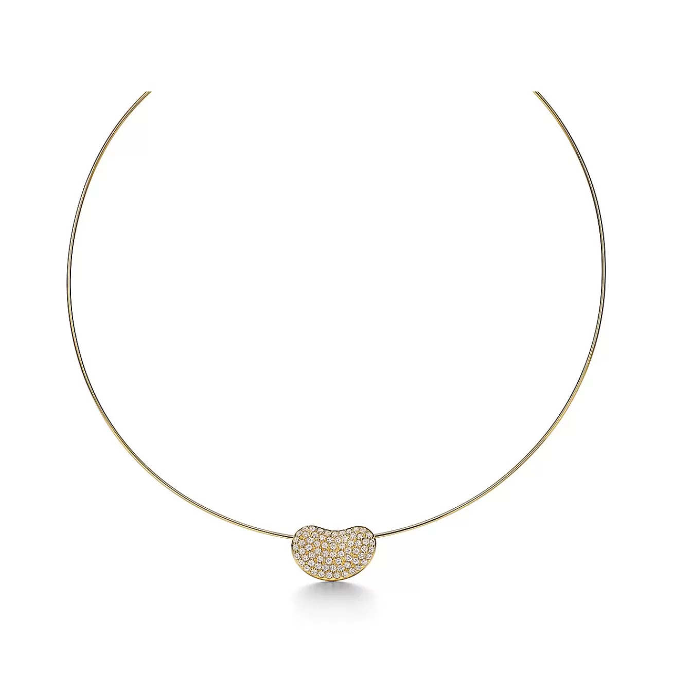 Tiffany & Co. Elsa Peretti® Bean® design Wire Necklace in Gold with Pavé Diamonds, 20 mm | ^ Necklaces & Pendants | Gold Jewelry