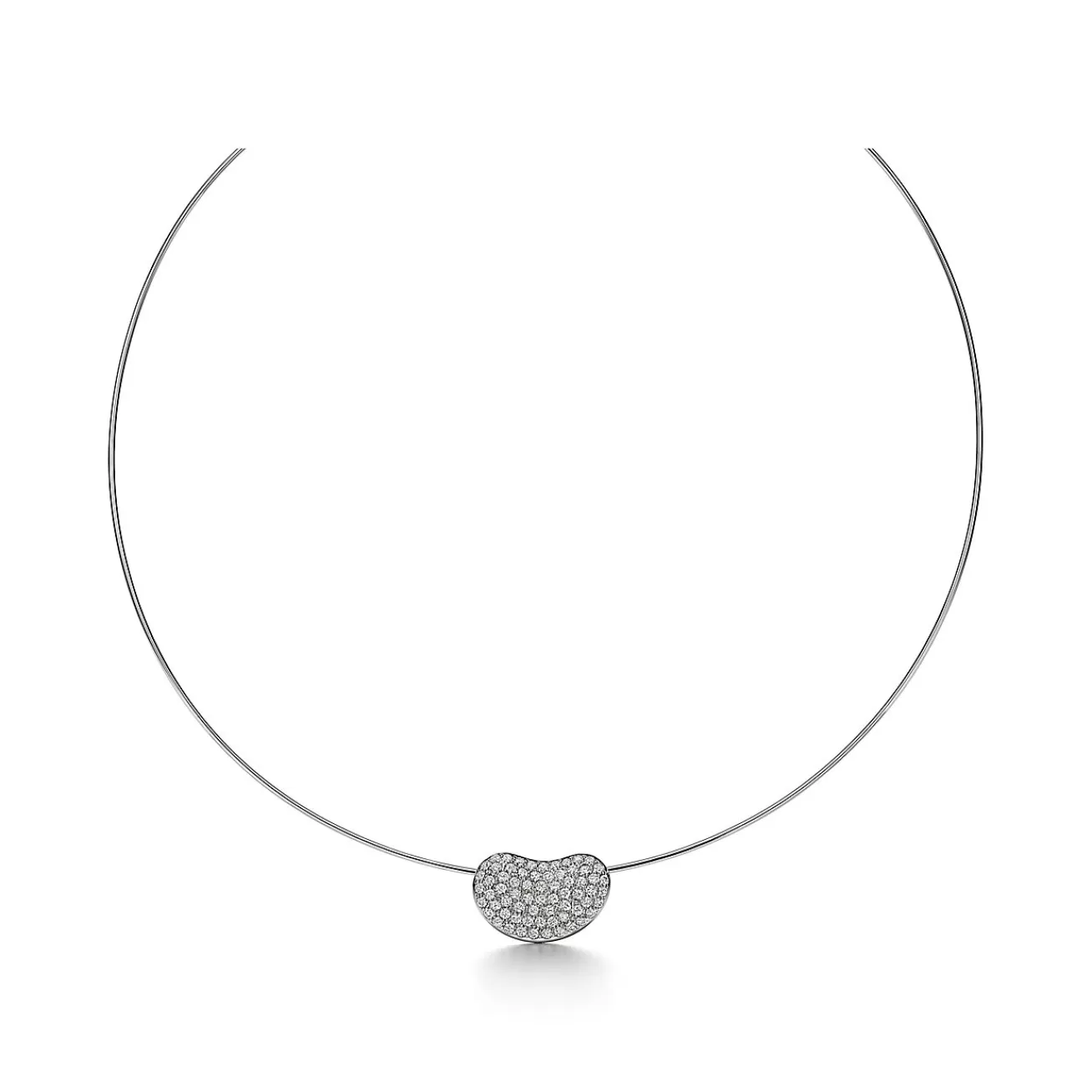 Tiffany & Co. Elsa Peretti® Bean® design Wire Necklace in Platinum with Pavé Diamonds, 20 mm | ^ Necklaces & Pendants | Platinum Jewelry