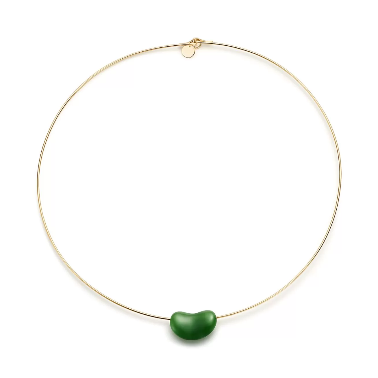 Tiffany & Co. Elsa Peretti® Bean® design Wire Necklace in Yellow Gold with Green Jade, 20 mm | ^ Necklaces & Pendants | Gold Jewelry