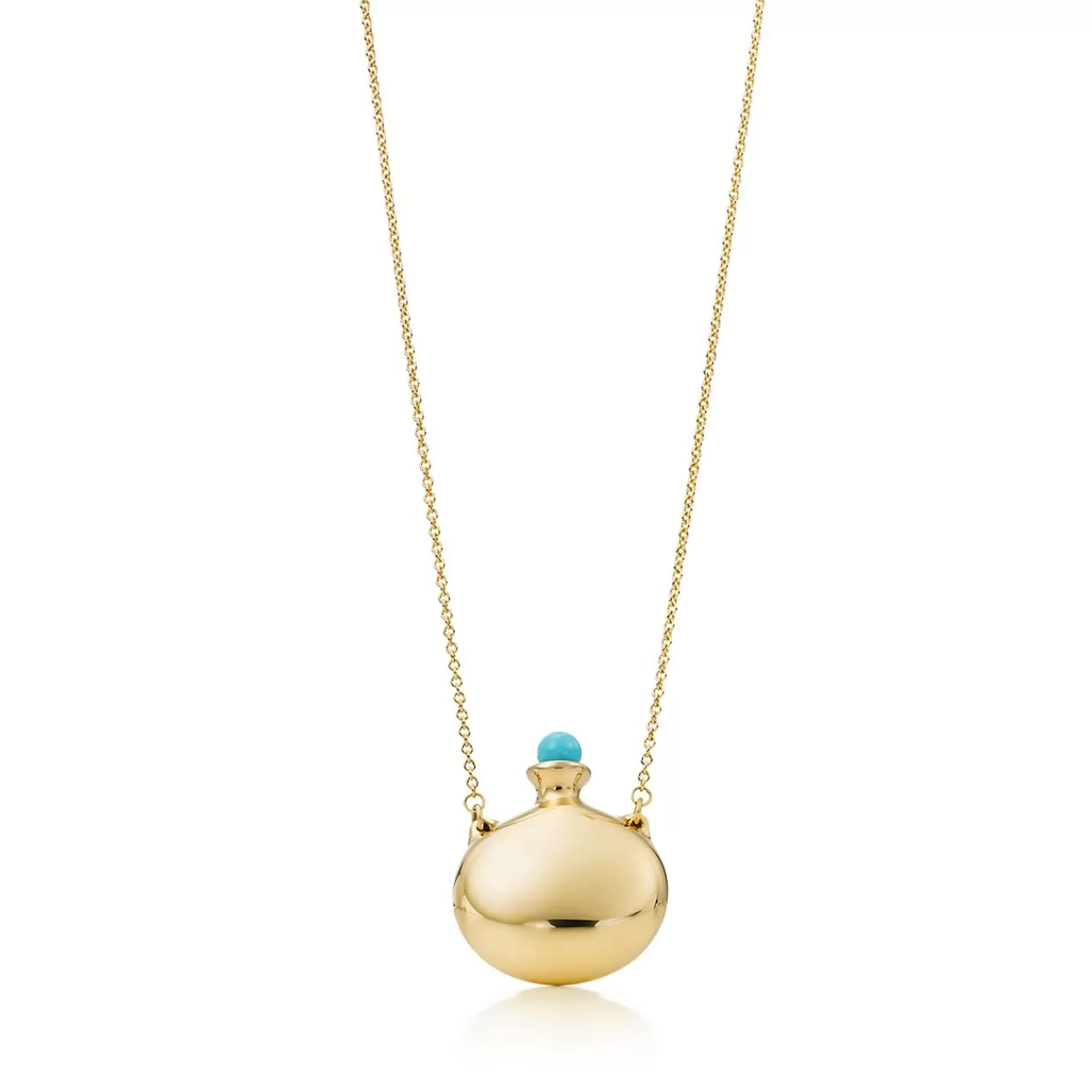 Tiffany & Co. Elsa Peretti® Bottle round bottle pendant in 18k gold with a turquoise stopper. | ^ Necklaces & Pendants | Gold Jewelry