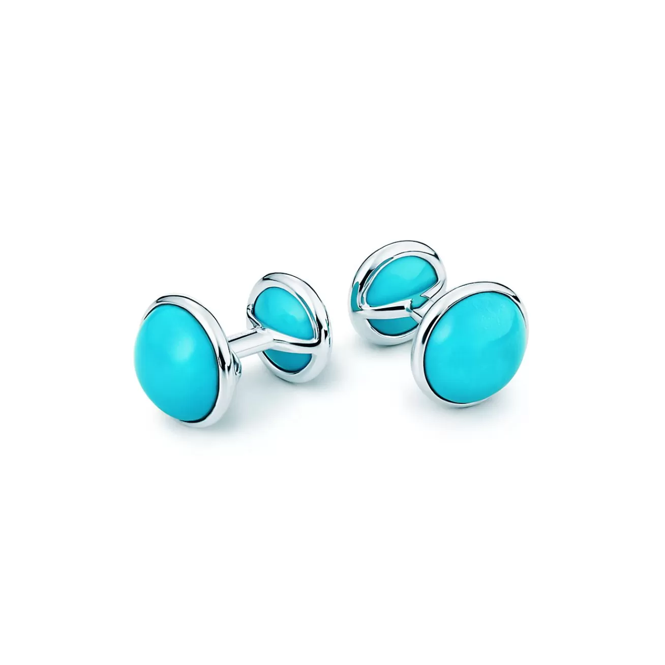 Tiffany & Co. Elsa Peretti® Cabochon cuff links in sterling silver with turquoise. | ^ Elsa Peretti®