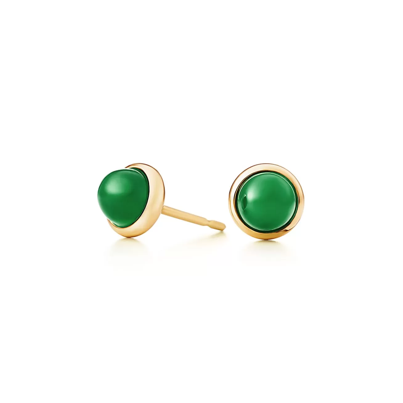 Tiffany & Co. Elsa Peretti® Cabochon earrings in 18k gold with green jade. | ^ Earrings | Gold Jewelry