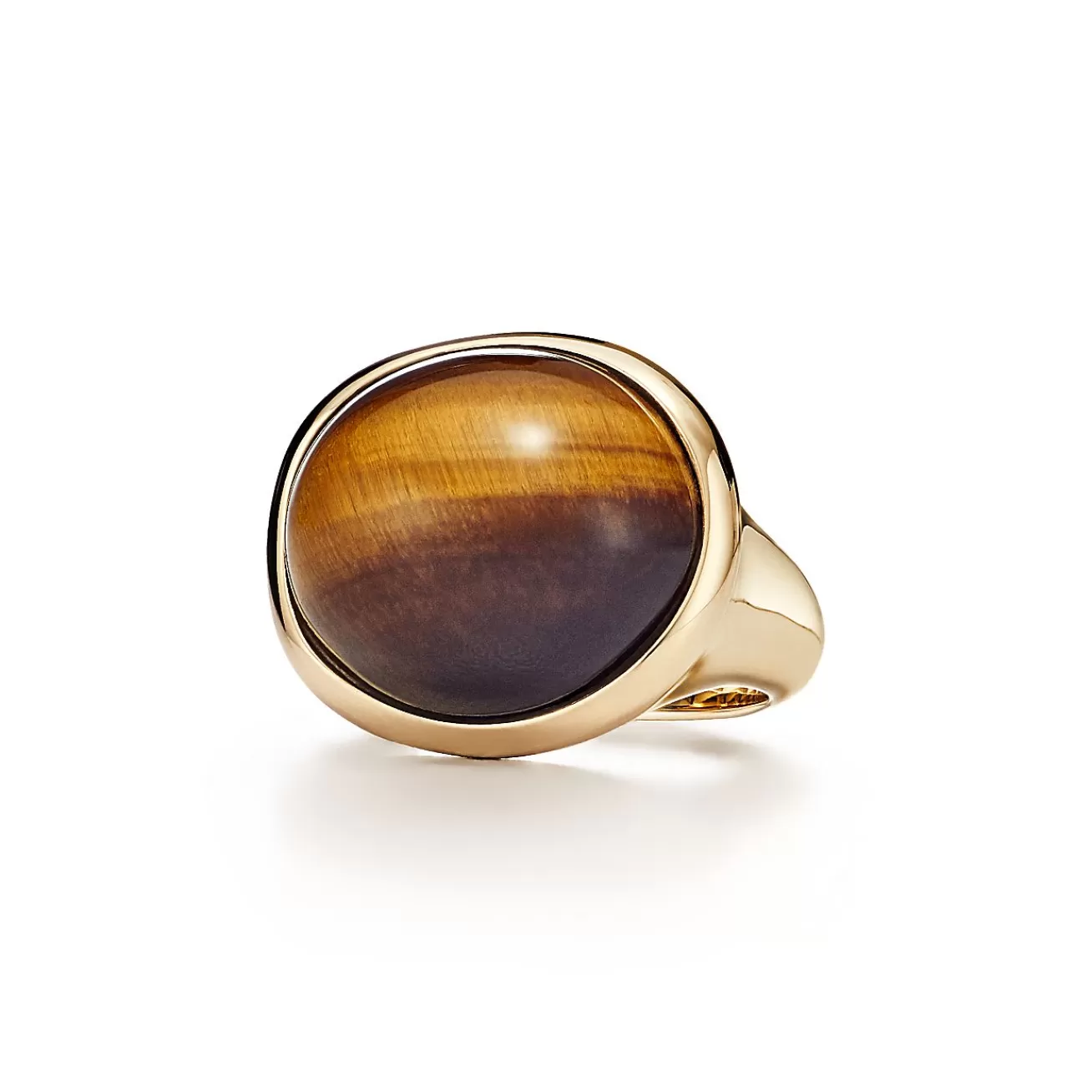 Tiffany & Co. Elsa Peretti® Cabochon ring in 18k gold and tiger's eye, mini. | ^ Rings | Gold Jewelry