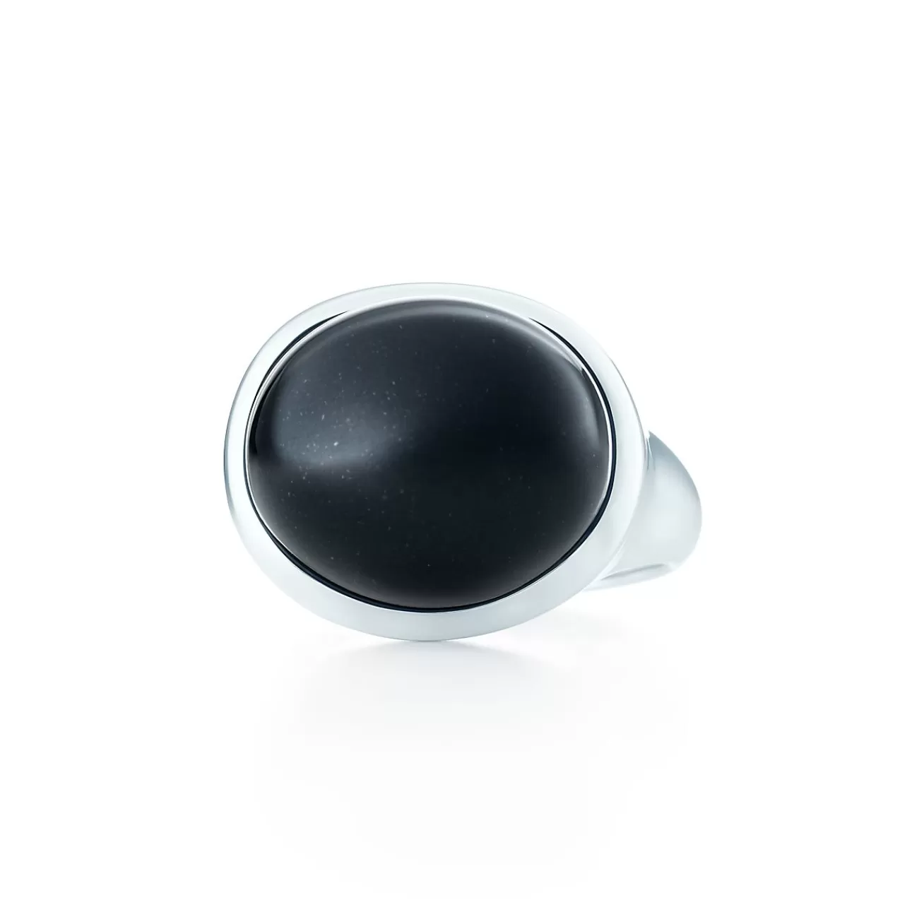 Tiffany & Co. Elsa Peretti® Cabochon ring in sterling silver with black jade, 15.5 mm wide. | ^ Rings | Sterling Silver Jewelry