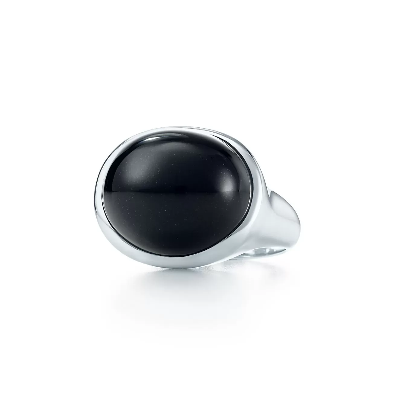 Tiffany & Co. Elsa Peretti® Cabochon ring in sterling silver with black jade, 19 mm wide. | ^ Rings | Sterling Silver Jewelry