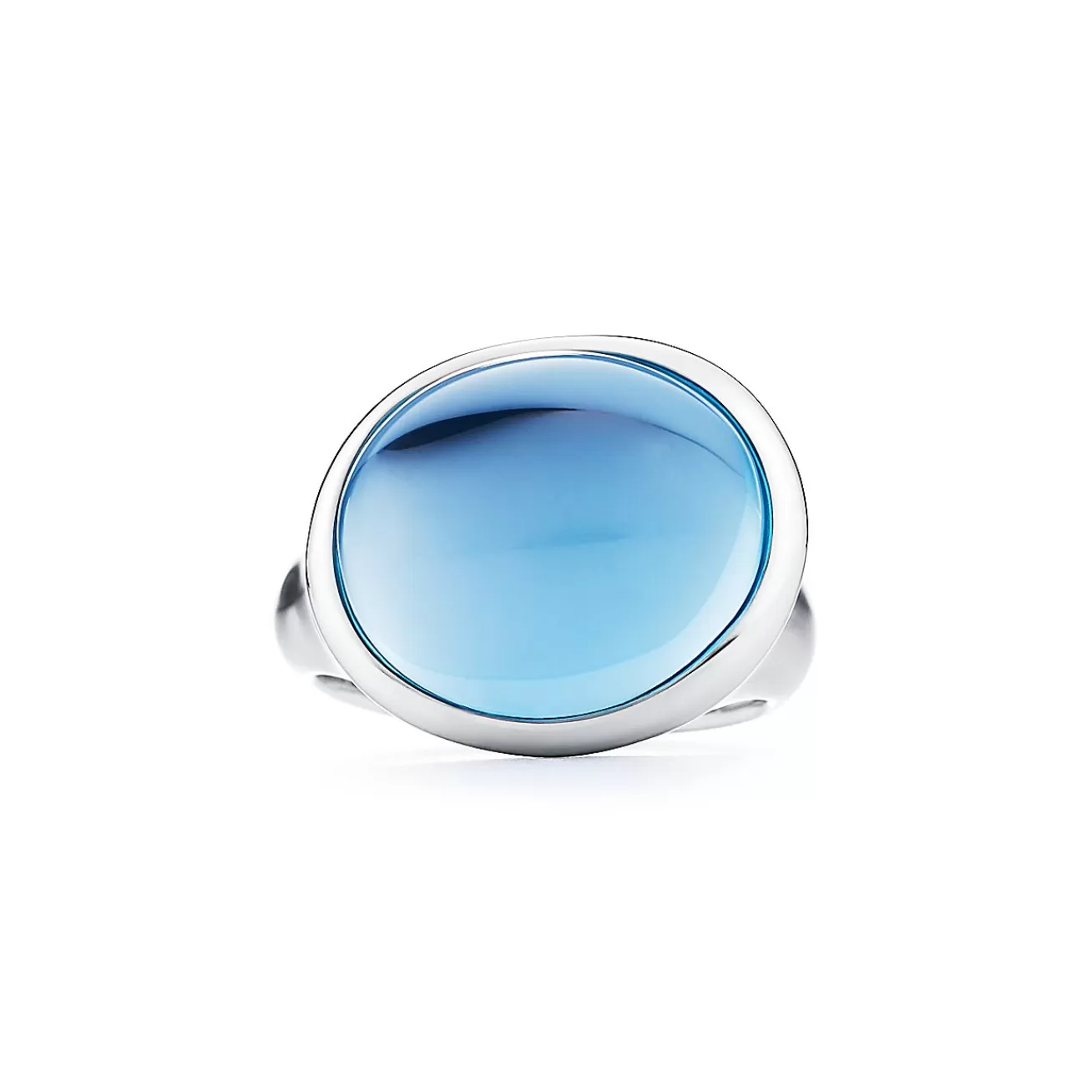 Tiffany & Co. Elsa Peretti® Cabochon ring in sterling silver with blue topaz, mini. | ^ Rings | Sterling Silver Jewelry