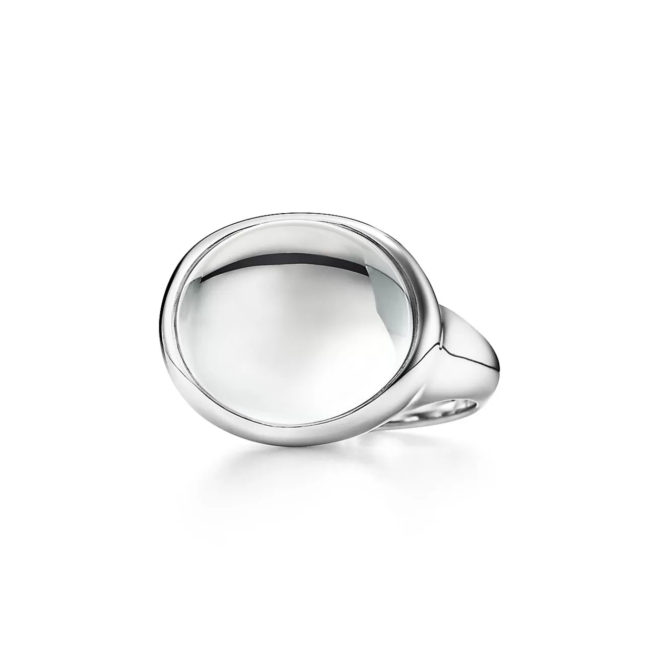 Tiffany & Co. Elsa Peretti® Cabochon ring in sterling silver with rock crystal, 15.5 mm wide. | ^ Rings | Sterling Silver Jewelry