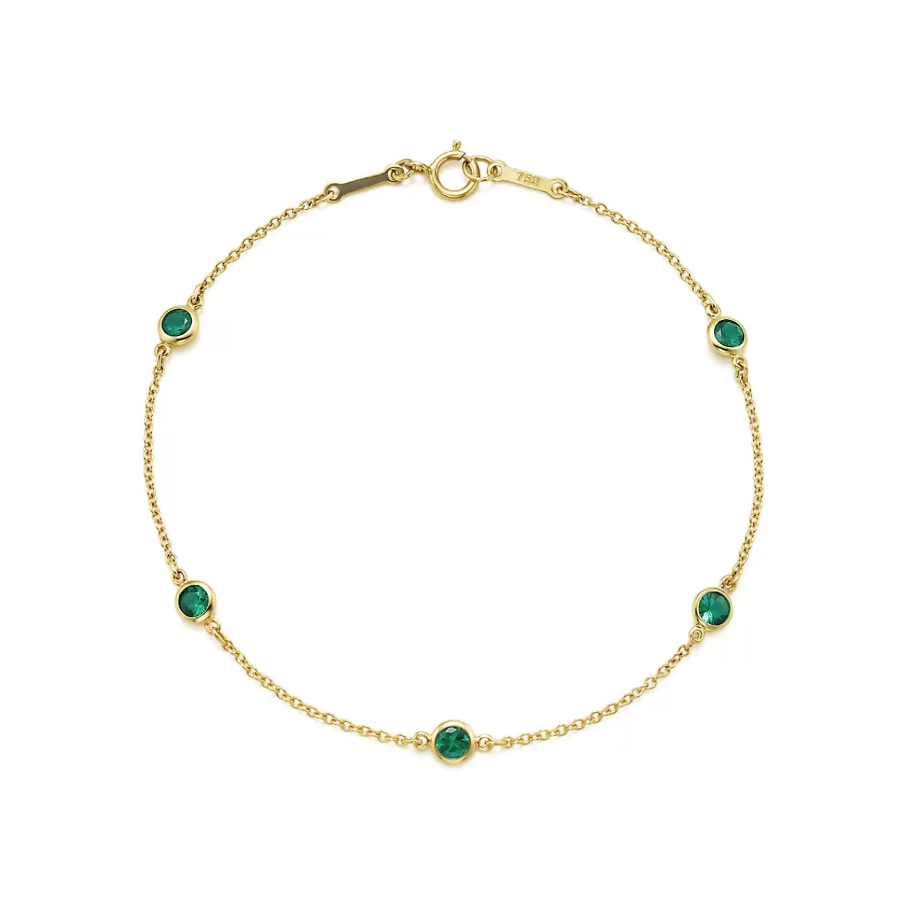 Tiffany & Co. Elsa Peretti® Color by the Yard bracelet in 18k gold with emeralds. | ^ Bracelets | Gold Jewelry