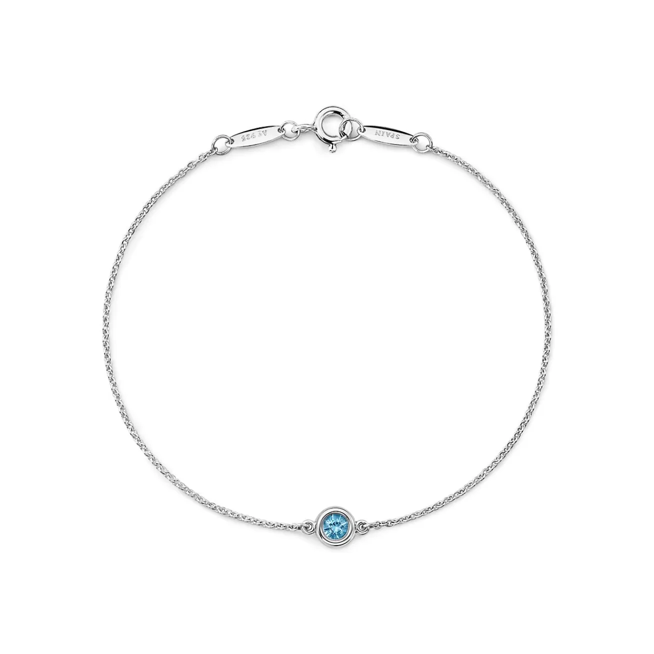 Tiffany & Co. Elsa Peretti® Color by the Yard bracelet in sterling silver with an aquamarine. | ^ Bracelets | Sterling Silver Jewelry